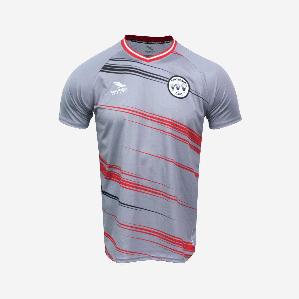 Men's Cawthorne Badminton Club Shirt - Light Grey/Red/Black