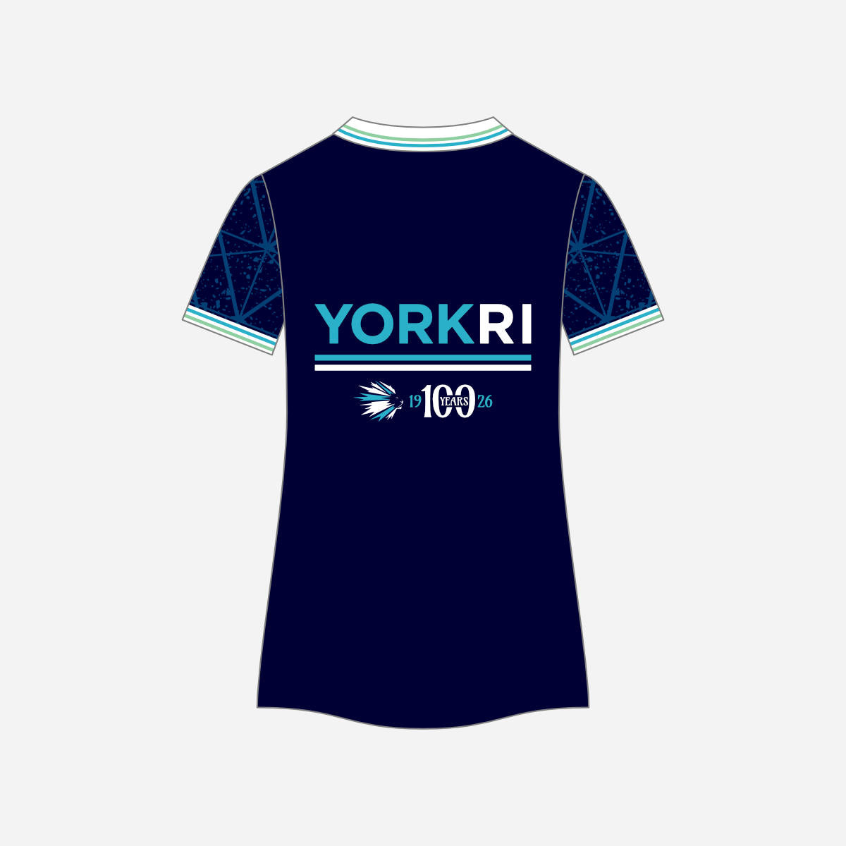 Women's York RI Centenary Polo Shirt - Navy Blue/Cyan/Mint Green/White