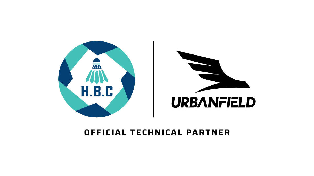 Logos of Urbanfield Sports and Hartlepool Badminton Club on a white background.