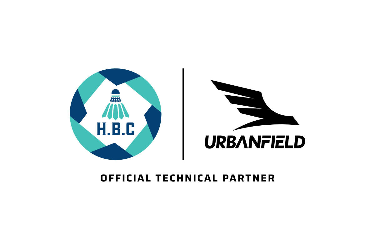 Logos of Urbanfield Sports and Hartlepool Badminton Club on a white background.