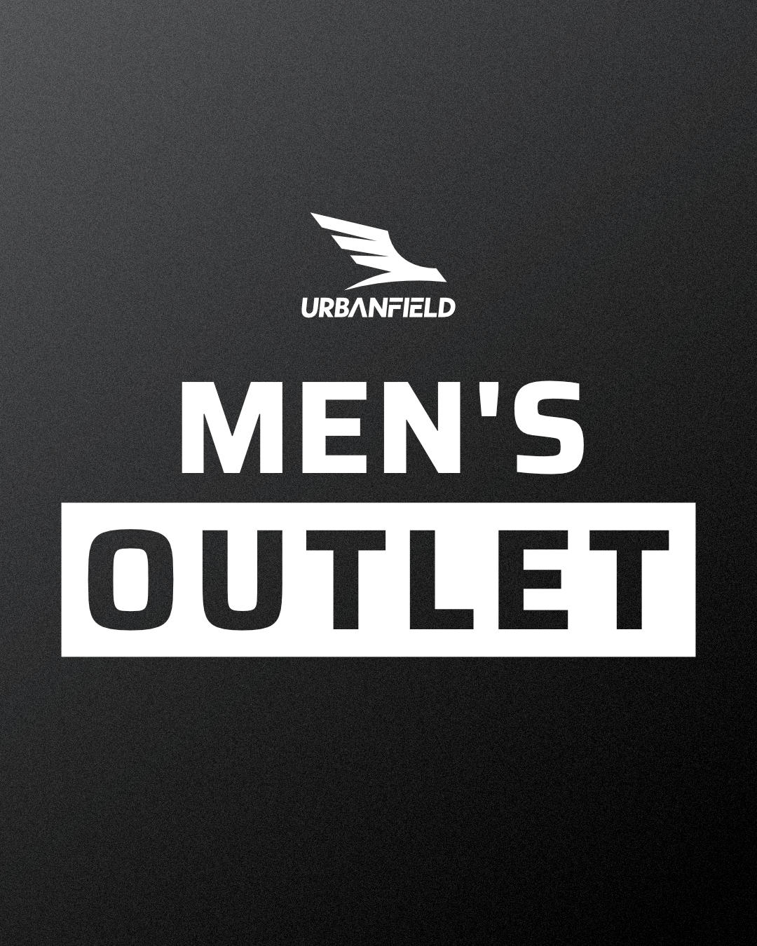 Black background with 'Urbanfield Sports' logo and 'MEN'S OUTLET' text.