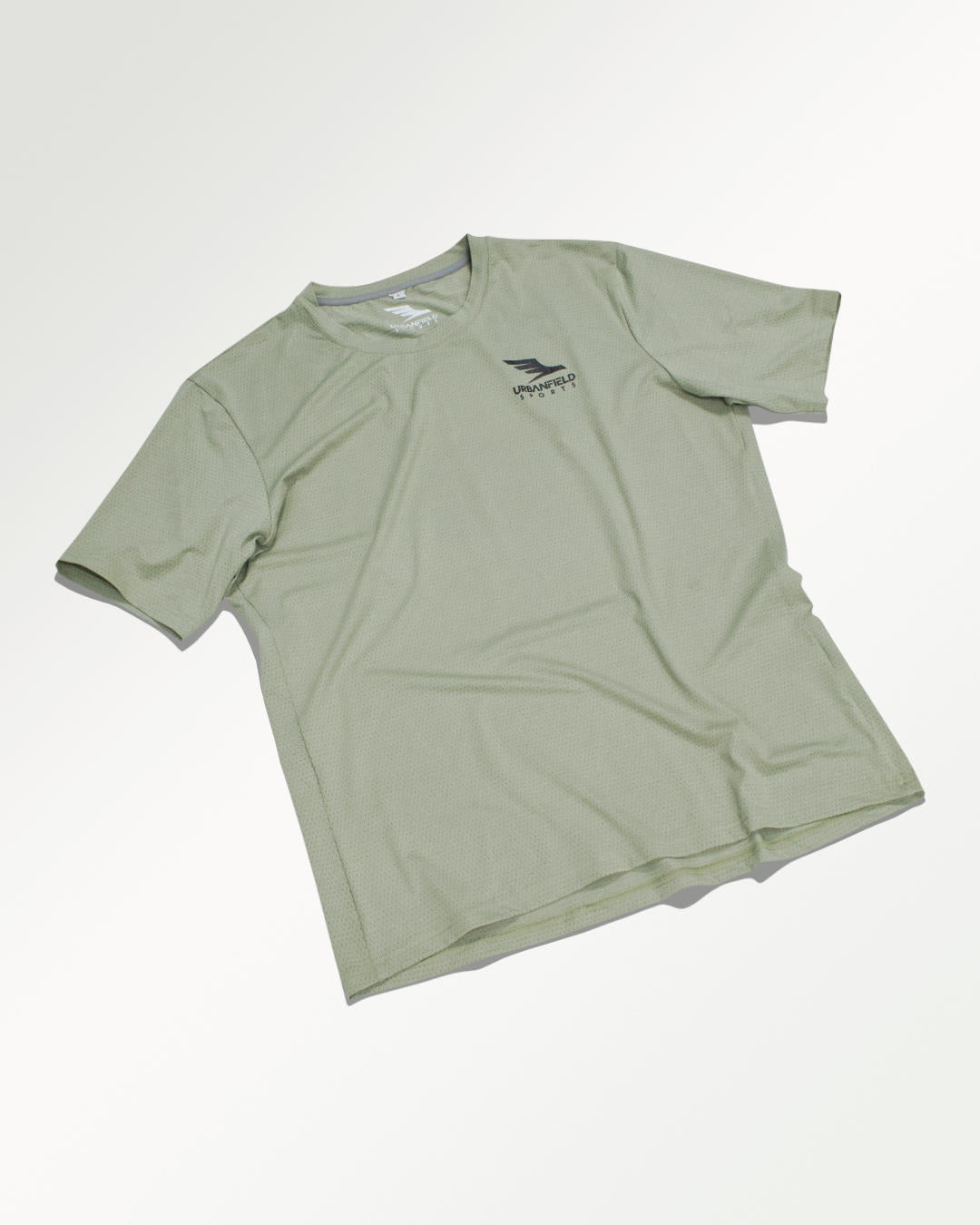 Olive green Urbanfield Sports training top on a white background.