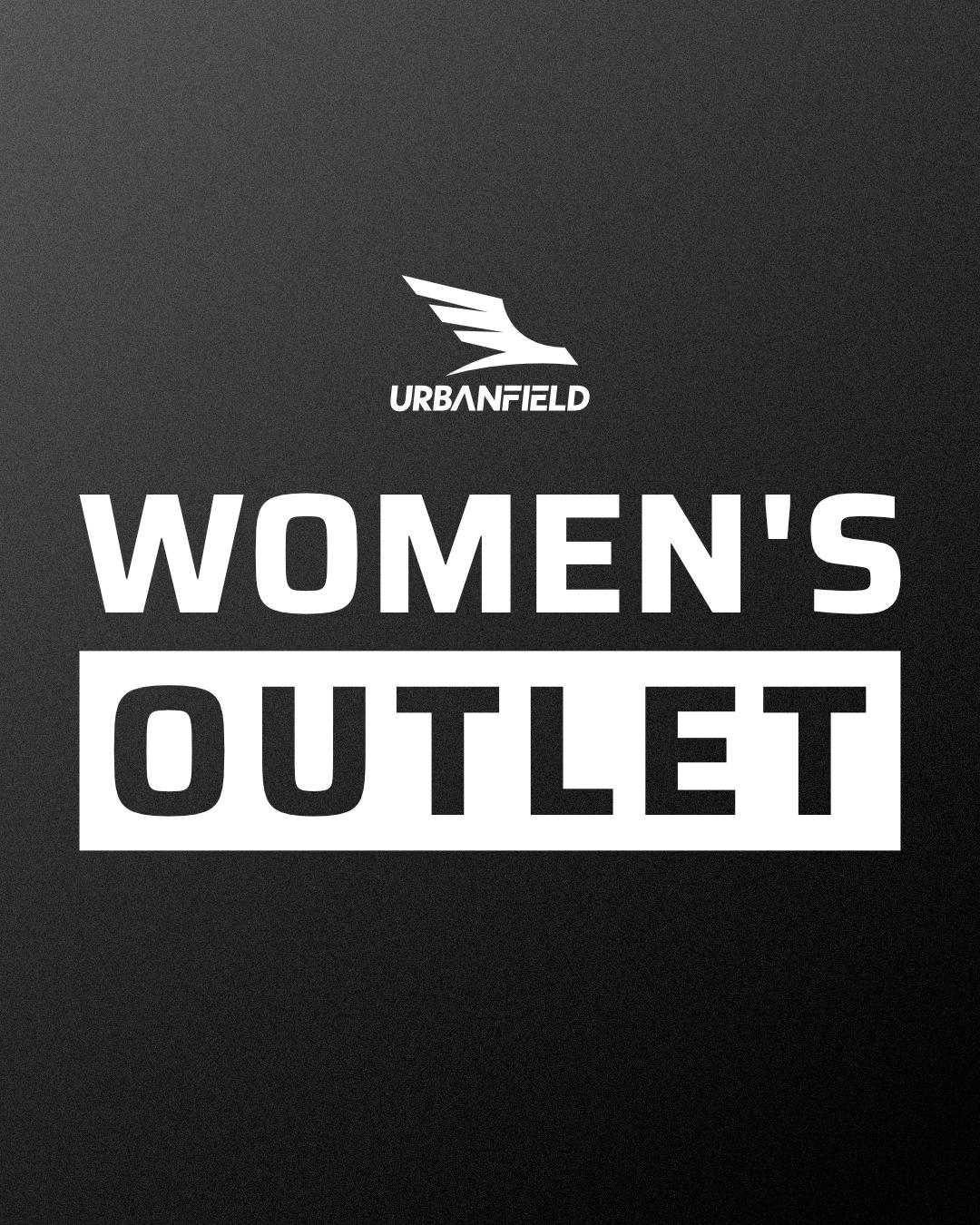 Black background with 'Urbanfield Sports' logo and 'WOMEN'S OUTLET' text.