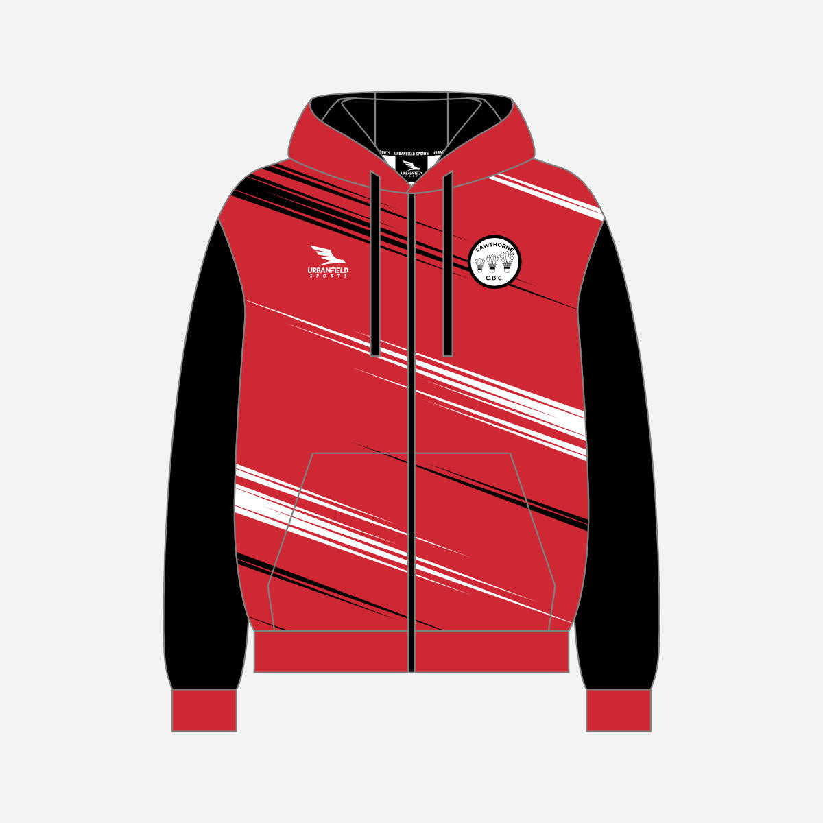 Cawthorne Badminton Club 2025 Full-Zip Hoodie - Red/Black/White