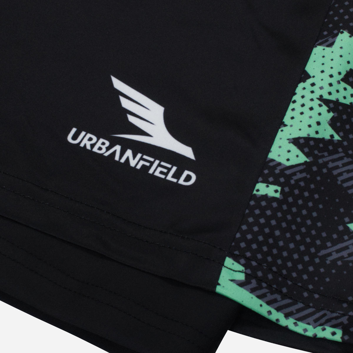 Men's Geometric Camo 2-in-1 Shorts - Black & Mint Green