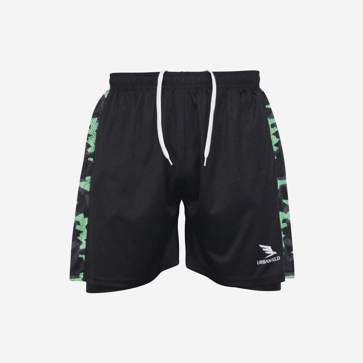 Men's Geometric Camo 2-in-1 Shorts - Black & Mint Green