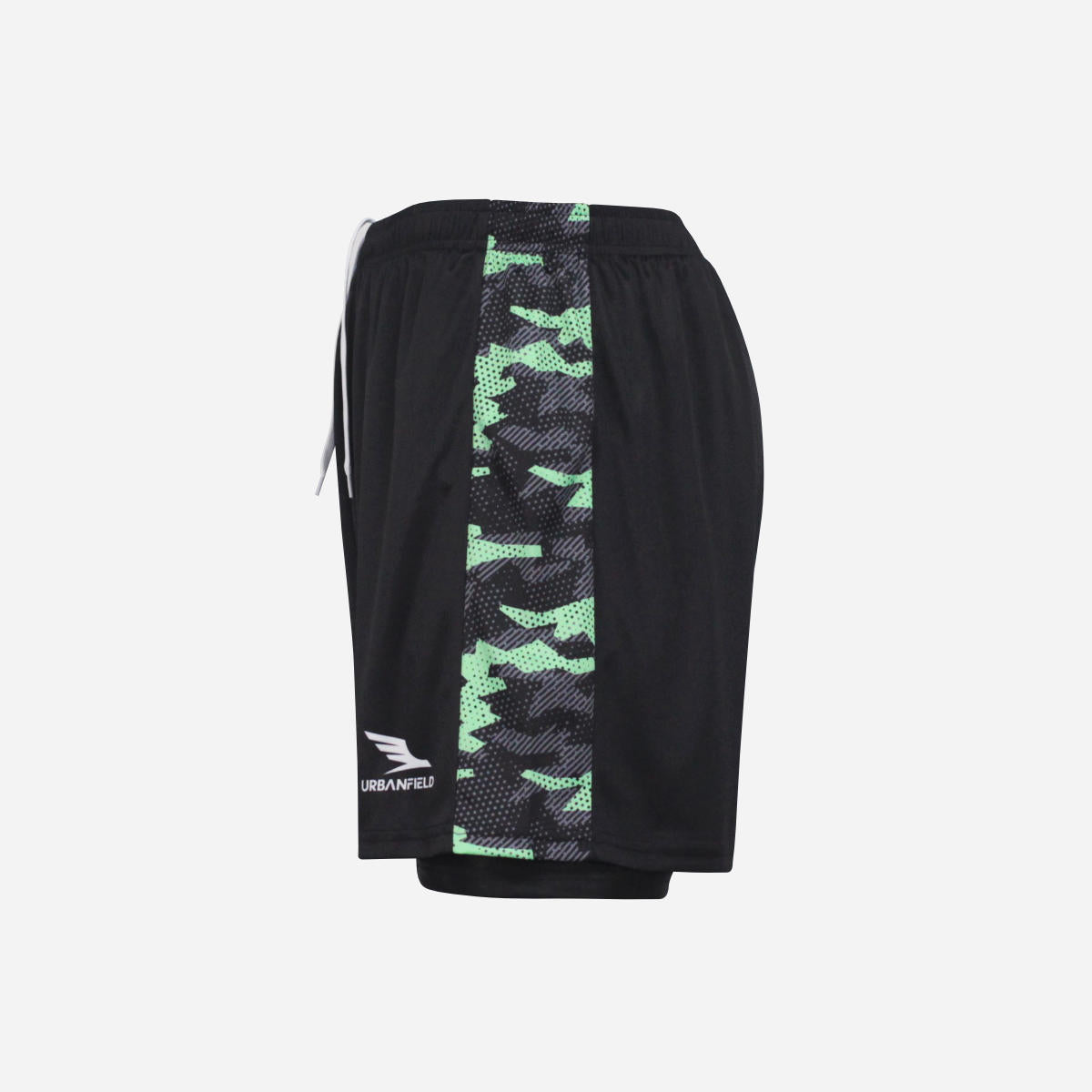 Men's Geometric Camo 2-in-1 Shorts - Black & Mint Green