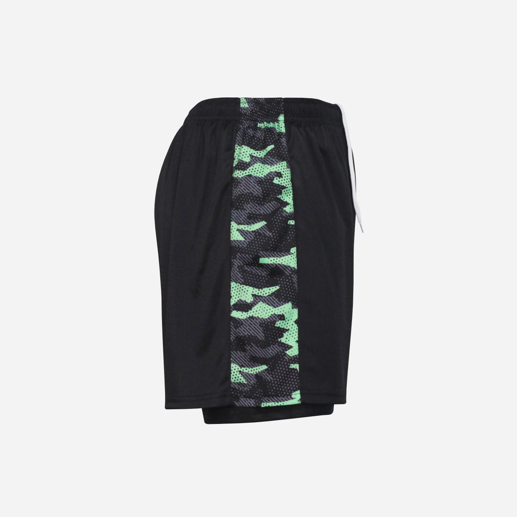 Men's Geometric Camo 2-in-1 Shorts - Black & Mint Green