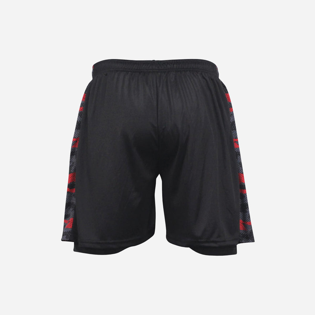 Men's Geometric Camo 2-in-1 Shorts - Black & Red