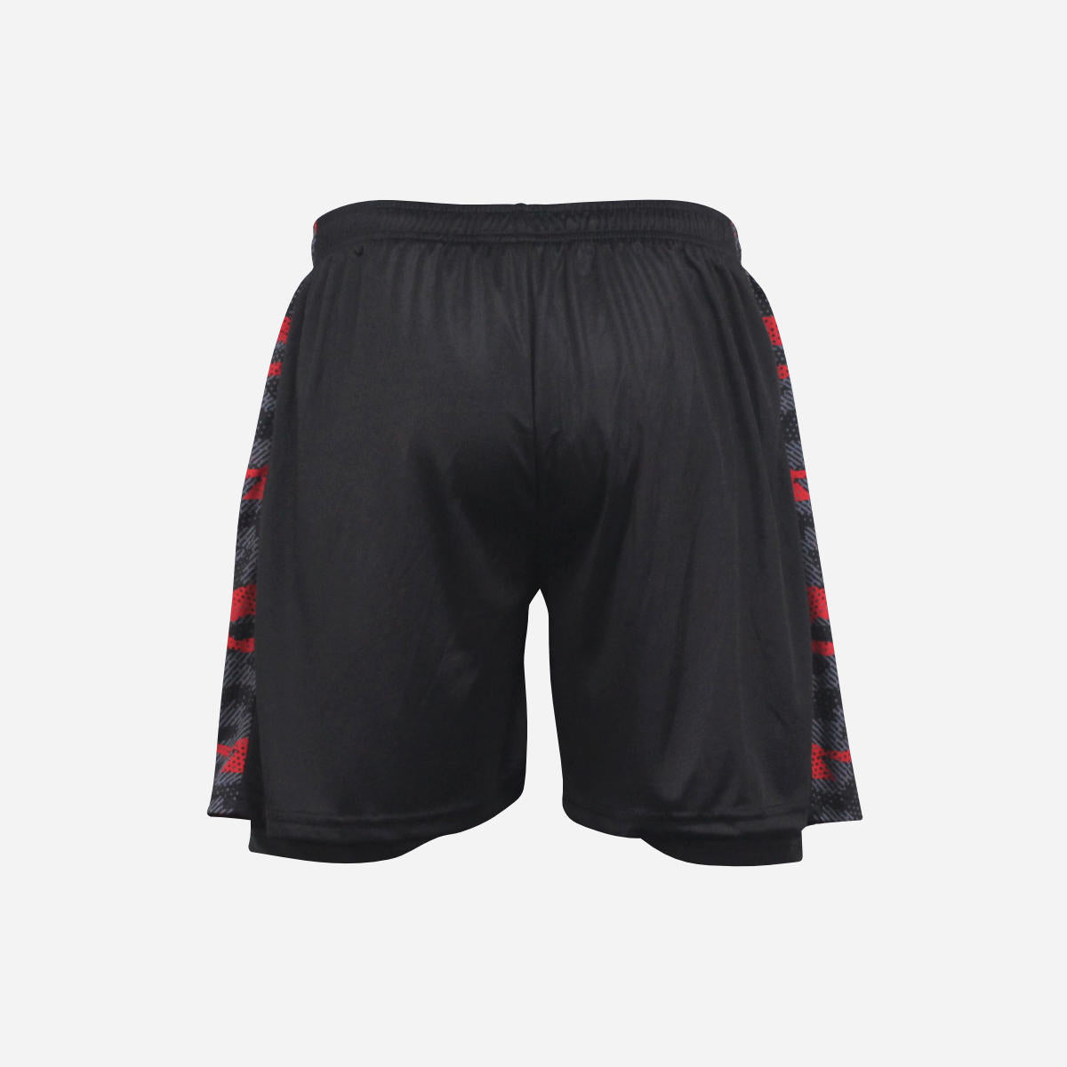 Men's Geometric Camo 2-in-1 Shorts - Black & Red