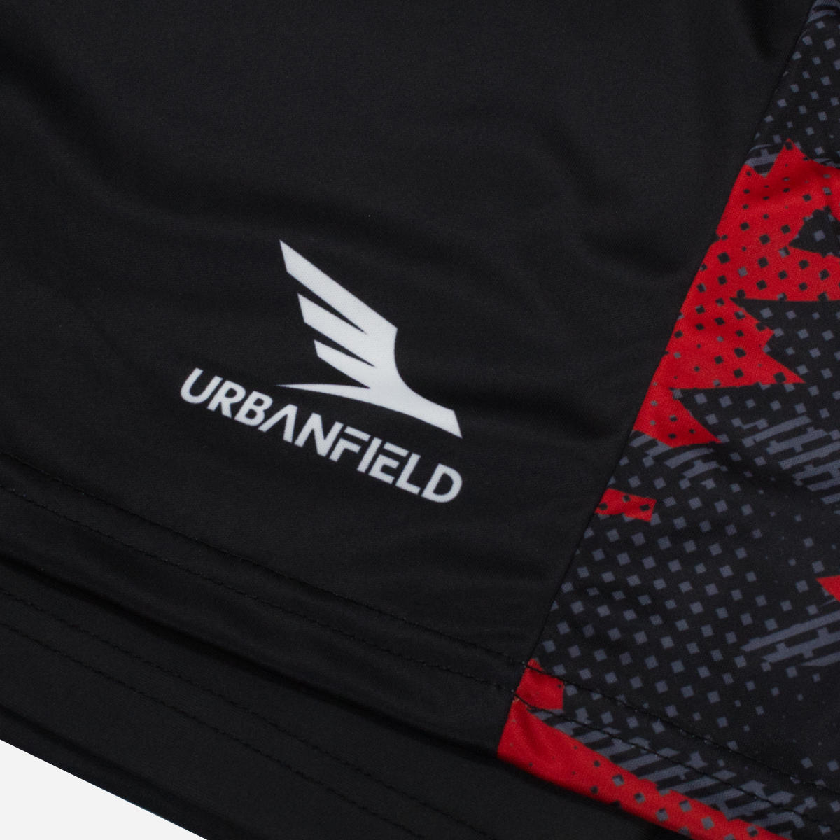 Men's Geometric Camo 2-in-1 Shorts - Black & Red