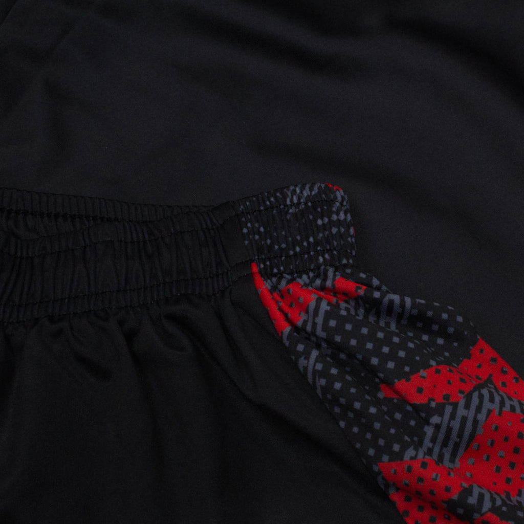 Men's Geometric Camo 2-in-1 Shorts - Black & Red