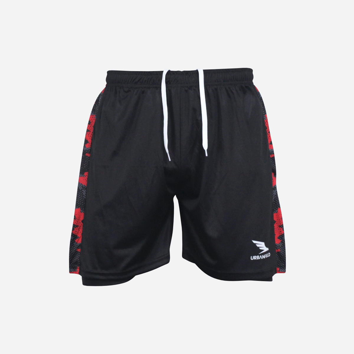 Men's Geometric Camo 2-in-1 Shorts - Black/Red