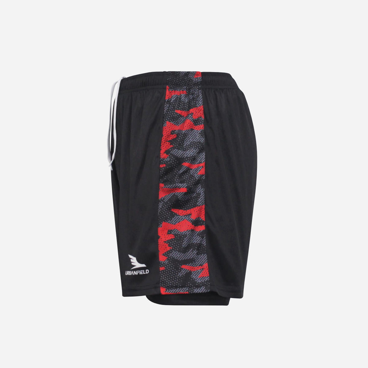 Men's Geometric Camo 2-in-1 Shorts - Black & Red