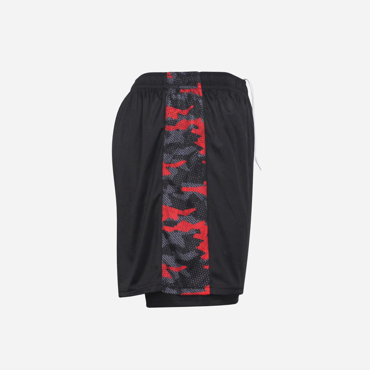 Men's Geometric Camo 2-in-1 Shorts - Black & Red