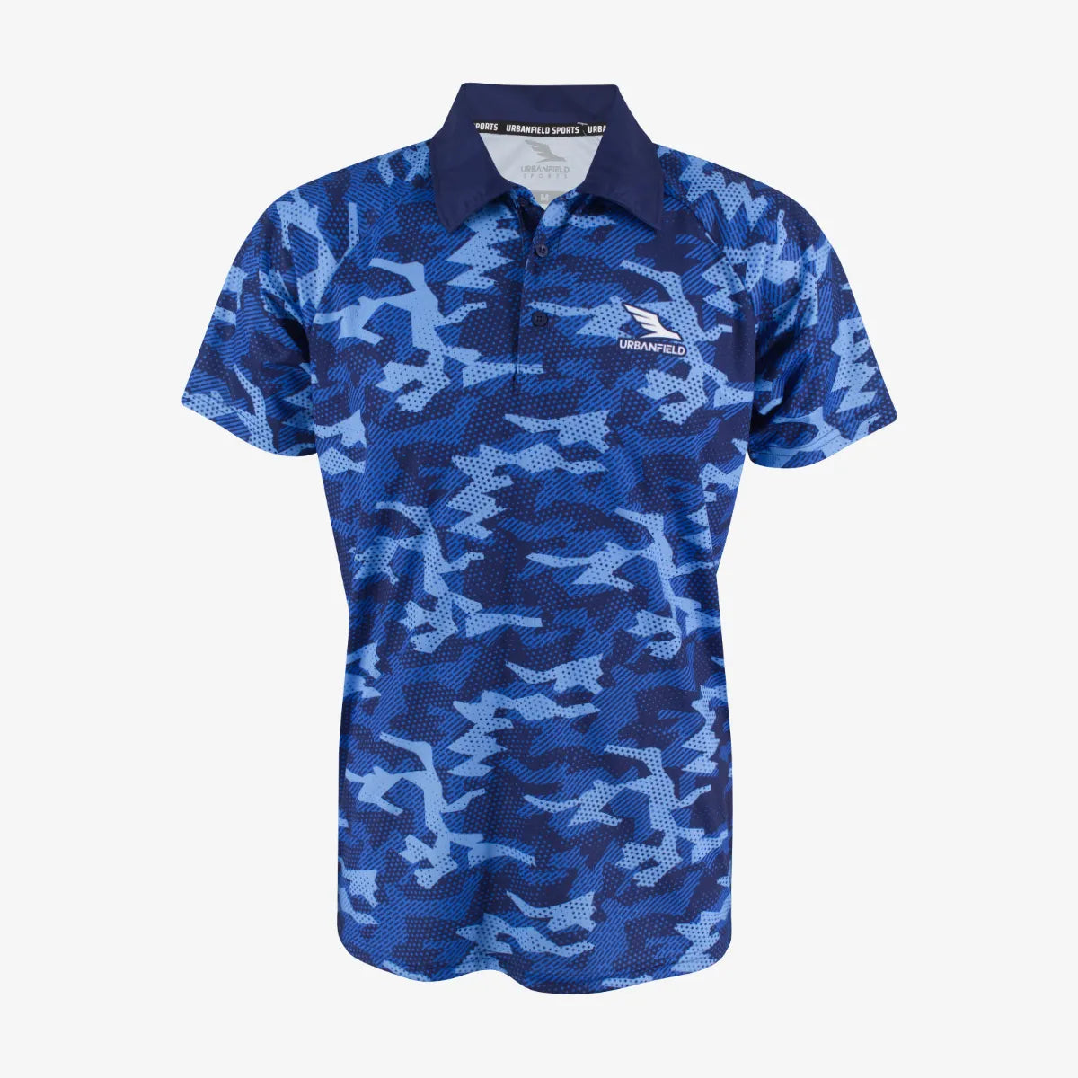 Urbanfield Sports Geometric Camo Polo Shirt Men - Pacific Blue