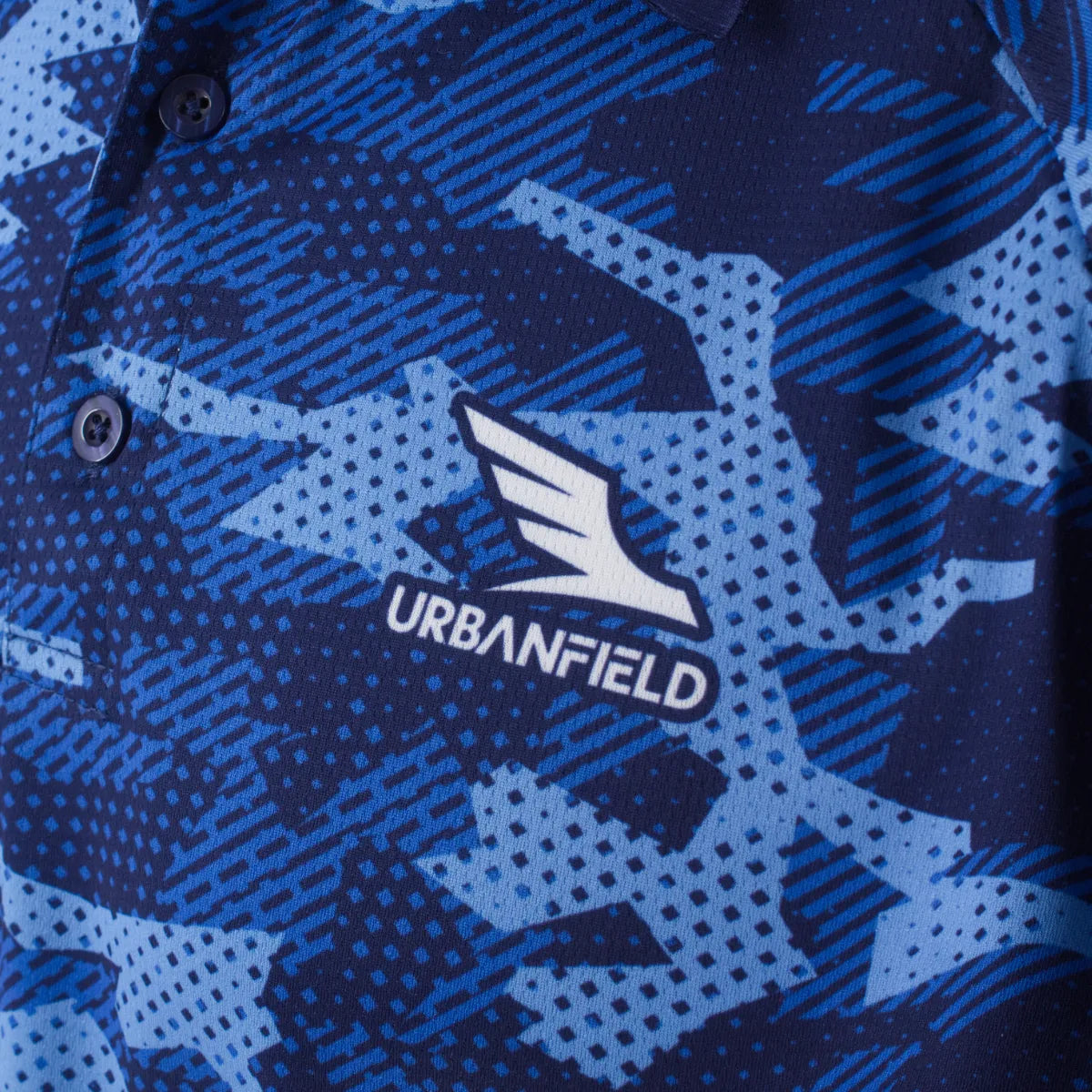 Urbanfield Sports Geometric Camo Polo Shirt Men - Pacific Blue
