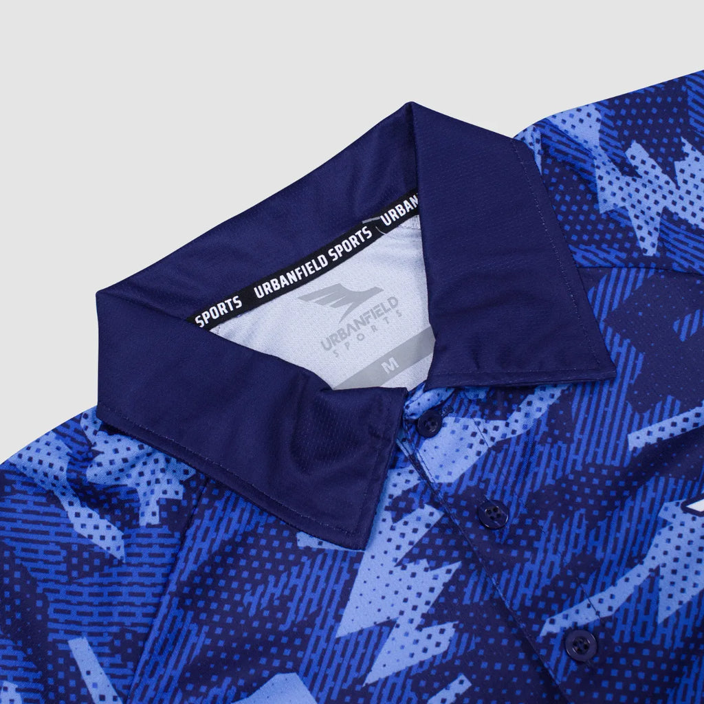 Men's Urbanfield Sports Geometric Camo Polo Shirt - Navy/Pacific Blue