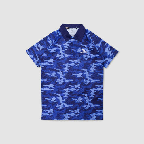 Men's Urbanfield Sports Geometric Camo Polo Shirt - Navy/Pacific Blue