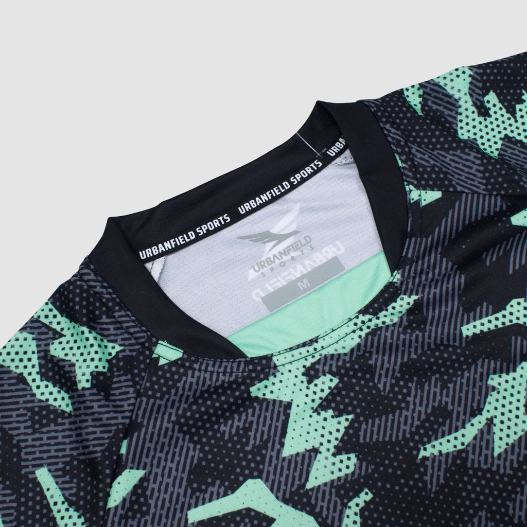 Men's Urbanfield Sports Geometric Camo T-Shirt - Black/Mint Green