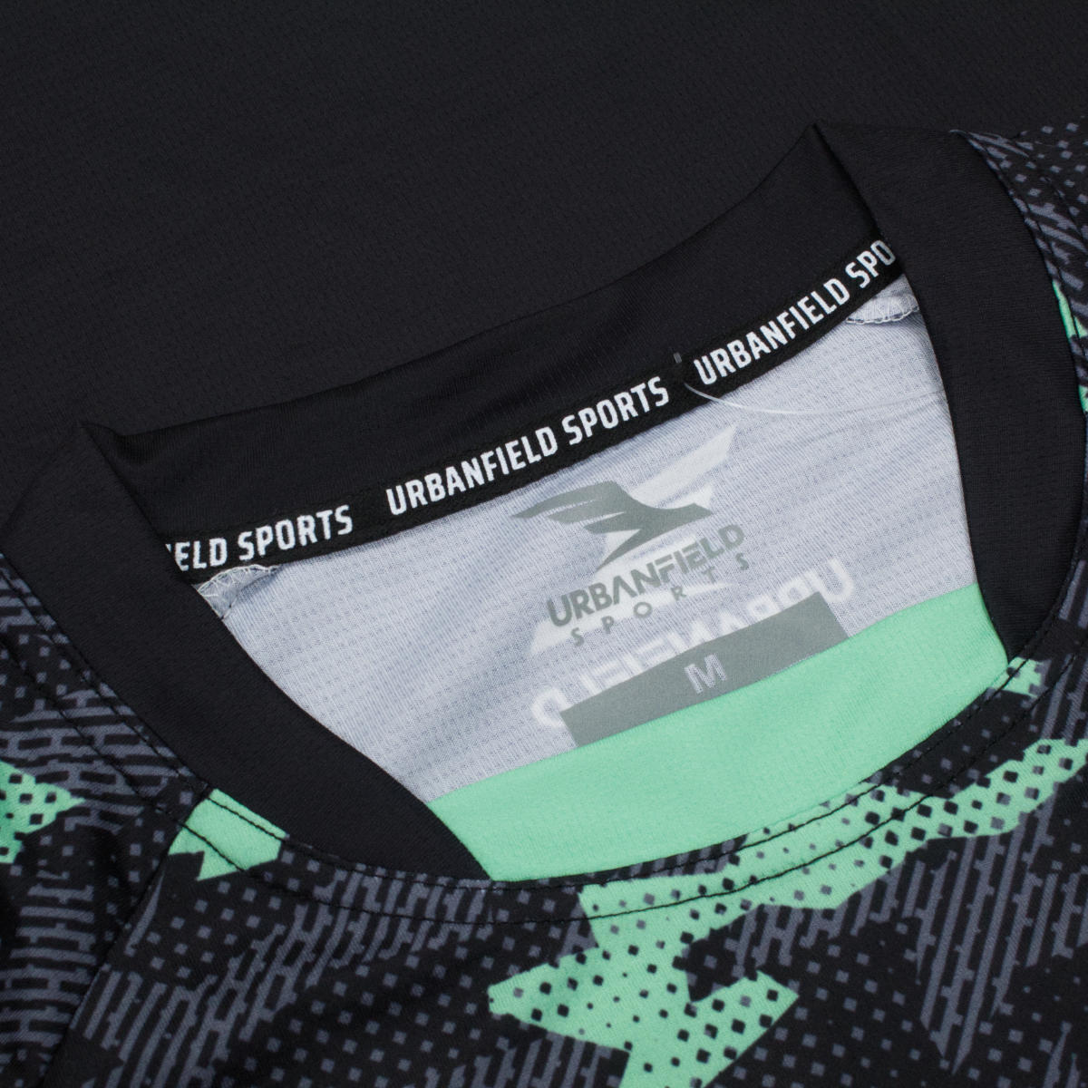 Men's Geometric Camo T-Shirt - Black & Mint Green