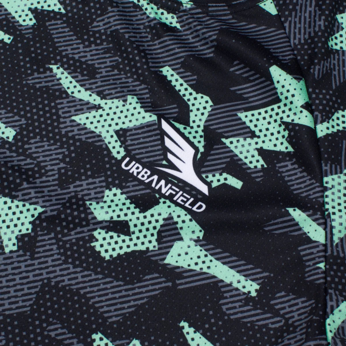Men's Urbanfield Sports Geometric Camo T-Shirt - Black/Mint Green