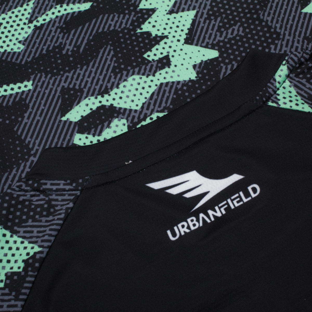 Men's Geometric Camo T-Shirt - Black & Mint Green