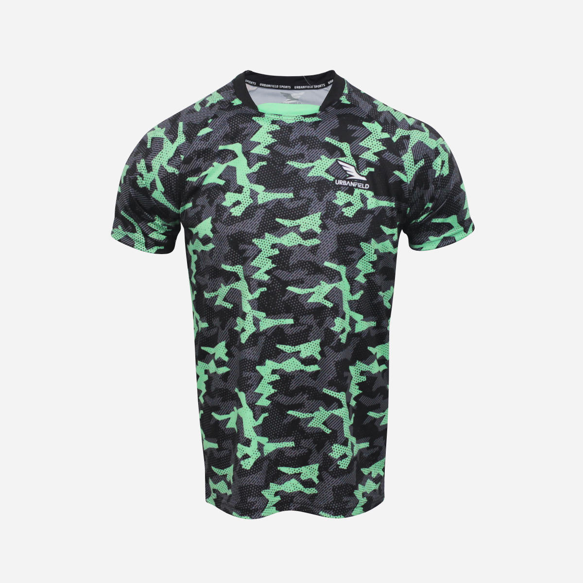 Men's Geometric Camo T-Shirt - Black & Mint Green