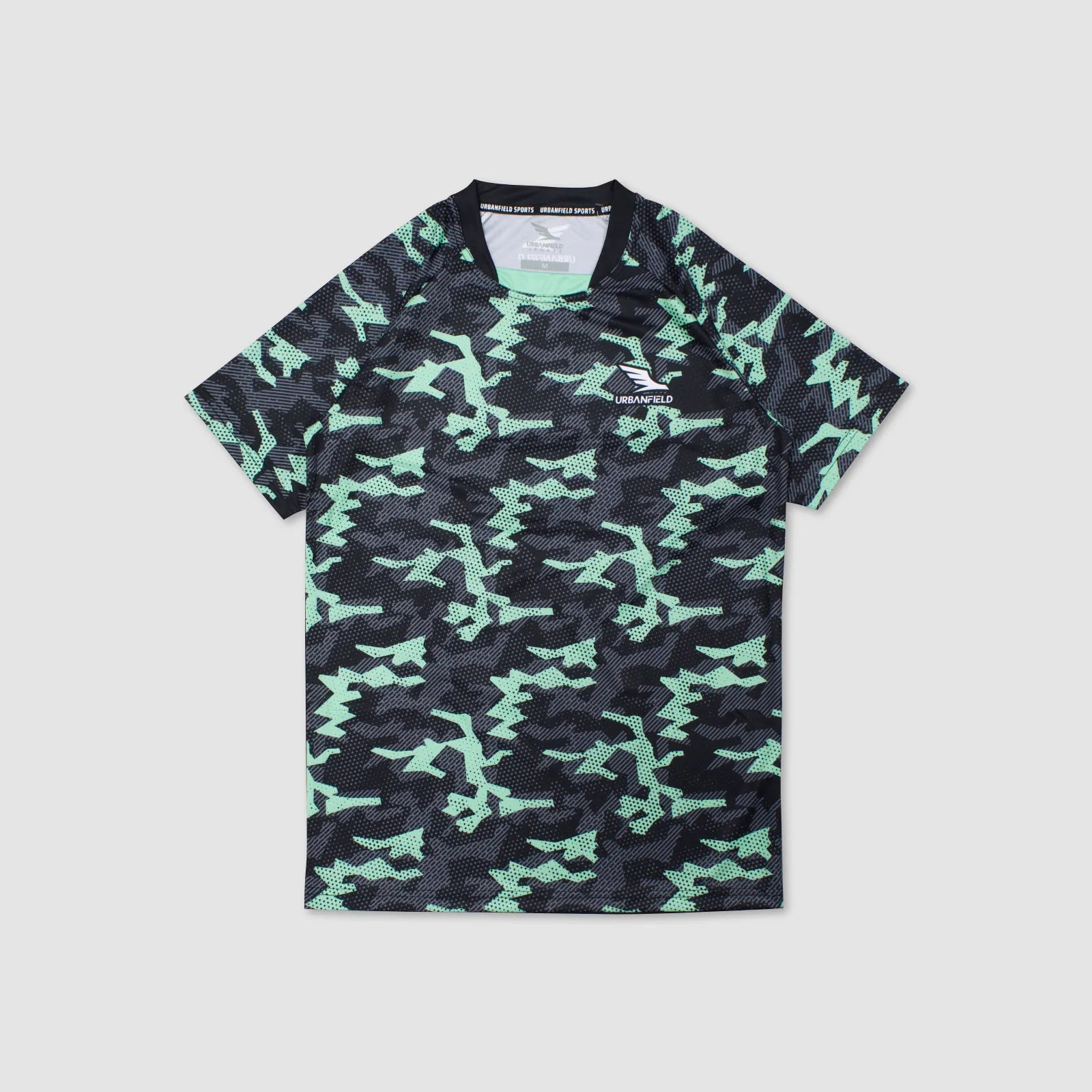 Men's Urbanfield Sports Geometric Camo T-Shirt - Black/Mint Green