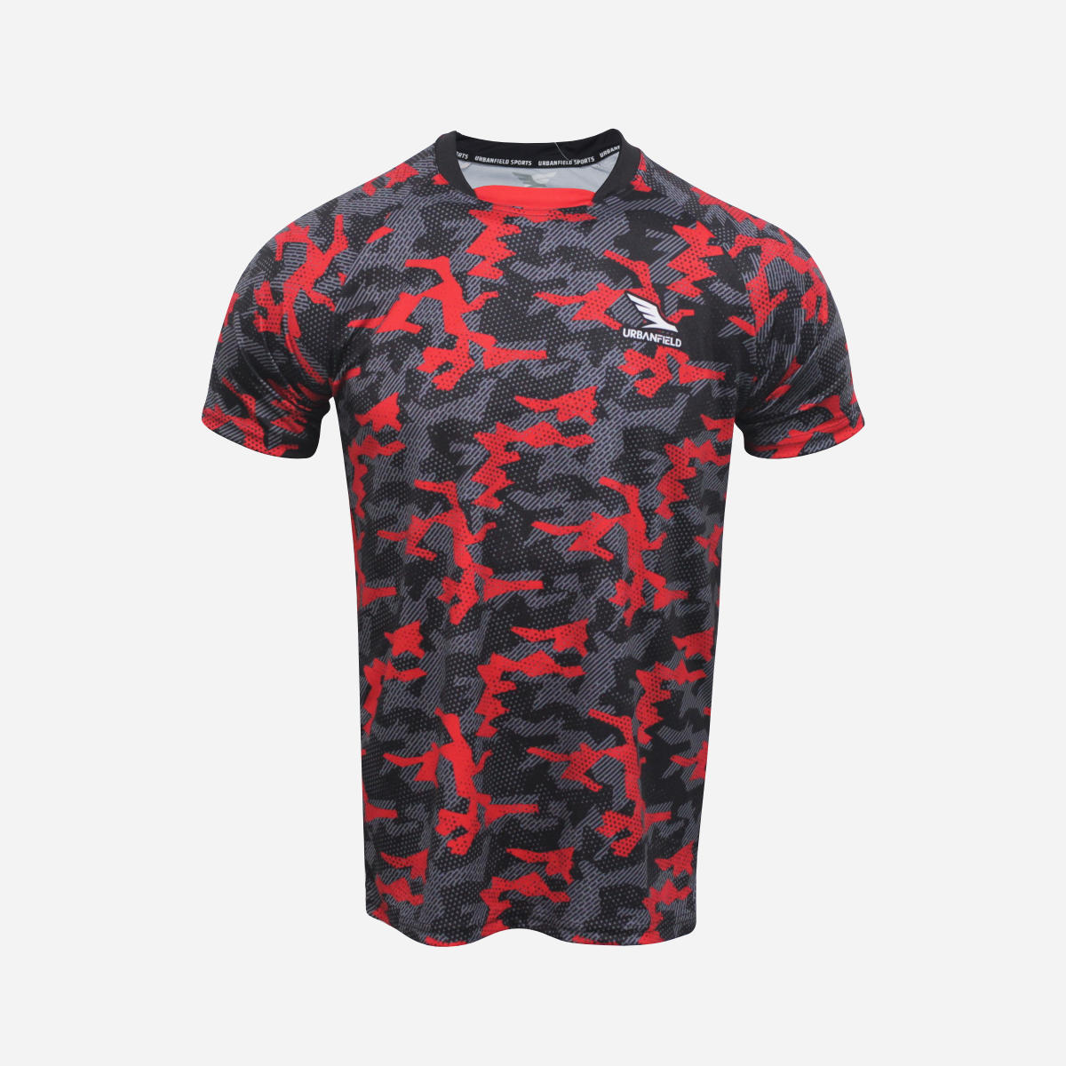 Men's Geometric Camo T-Shirt - Black & Red