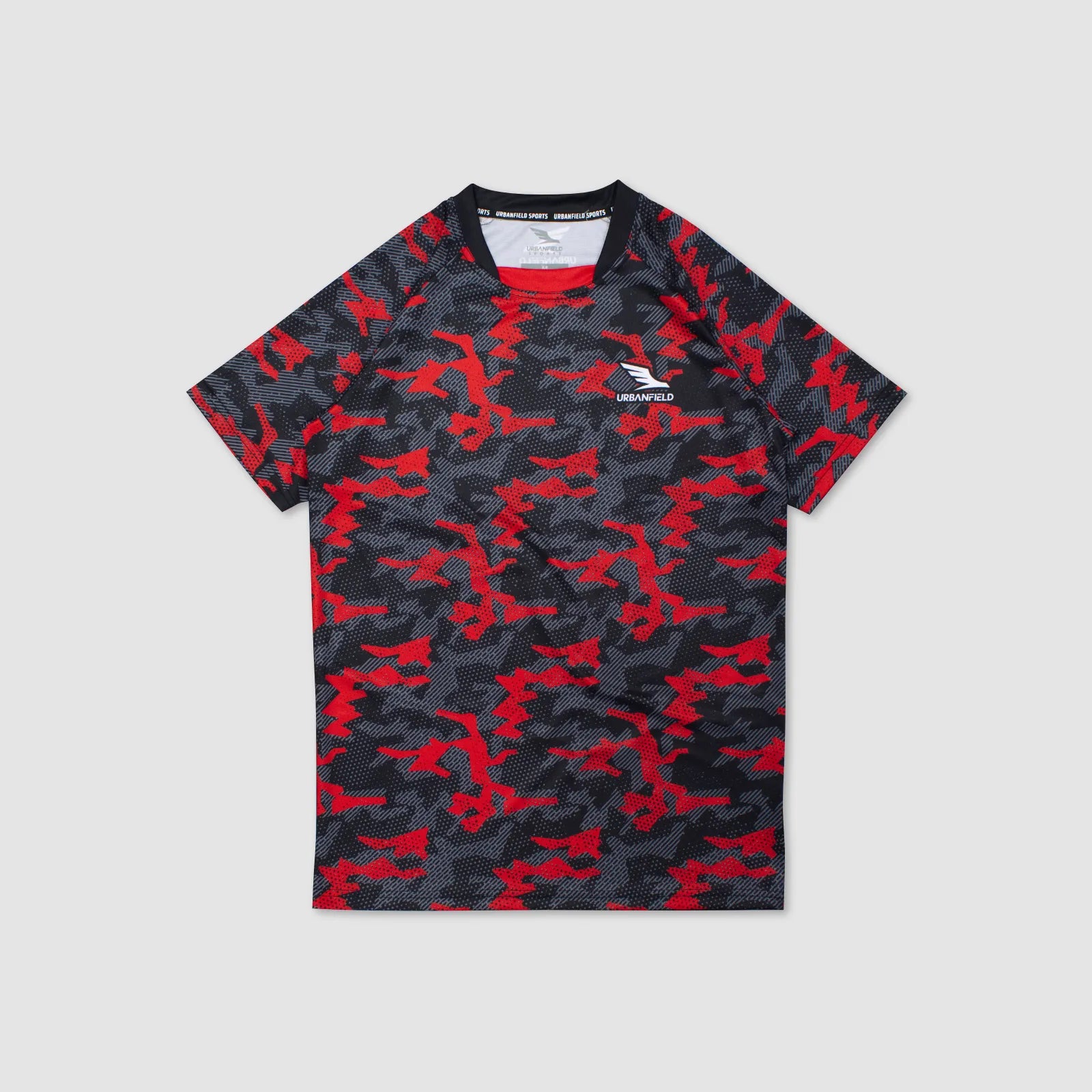 Men's Urbanfield Sports Geometric Camo T-Shirt - Black/Red