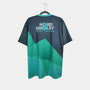 Rear view of men's Hard & Smart Sports Coaching T-shirt in graphite grey and mint green