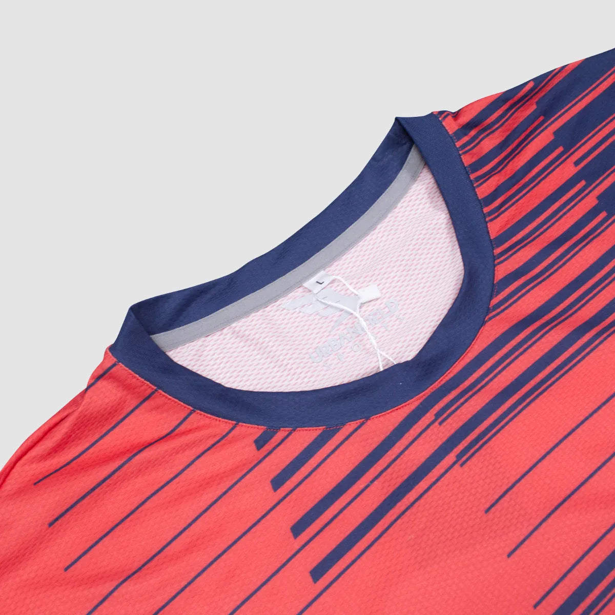 Men's Urbanfield Sports Horizontal Stripes Short Sleeve T-Shirt - Coral Red