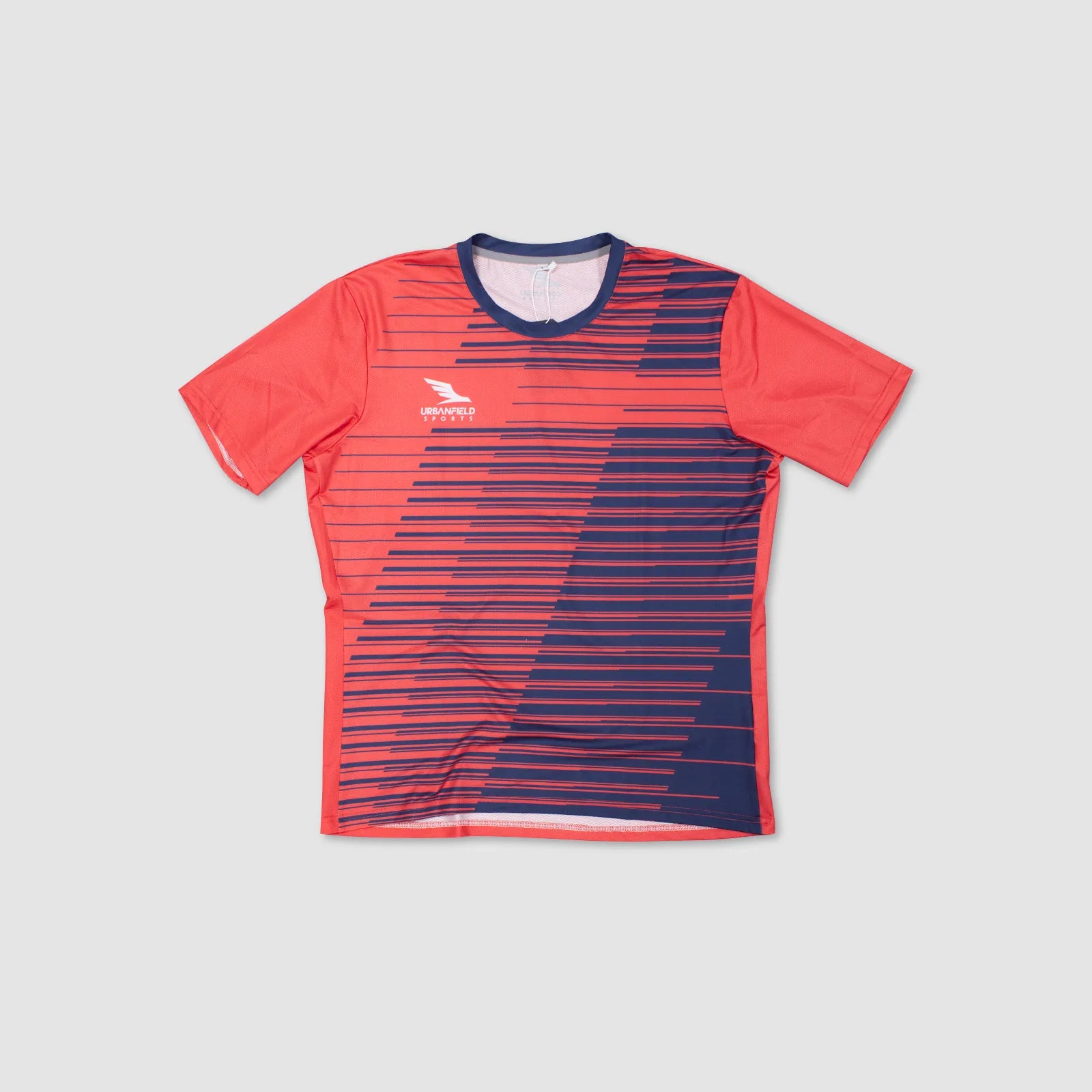 Men's Urbanfield Sports Horizontal Stripes Short Sleeve T-Shirt - Coral Red