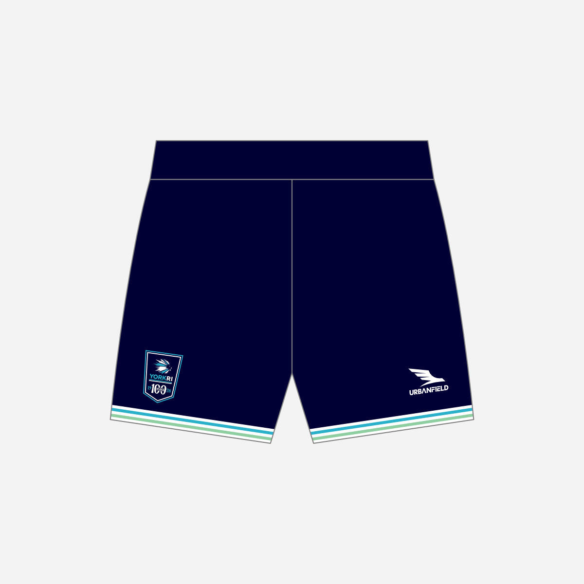 Men's York RI Centenary 2-in-1 Shorts - Navy Blue/Cyan/Mint Green/White