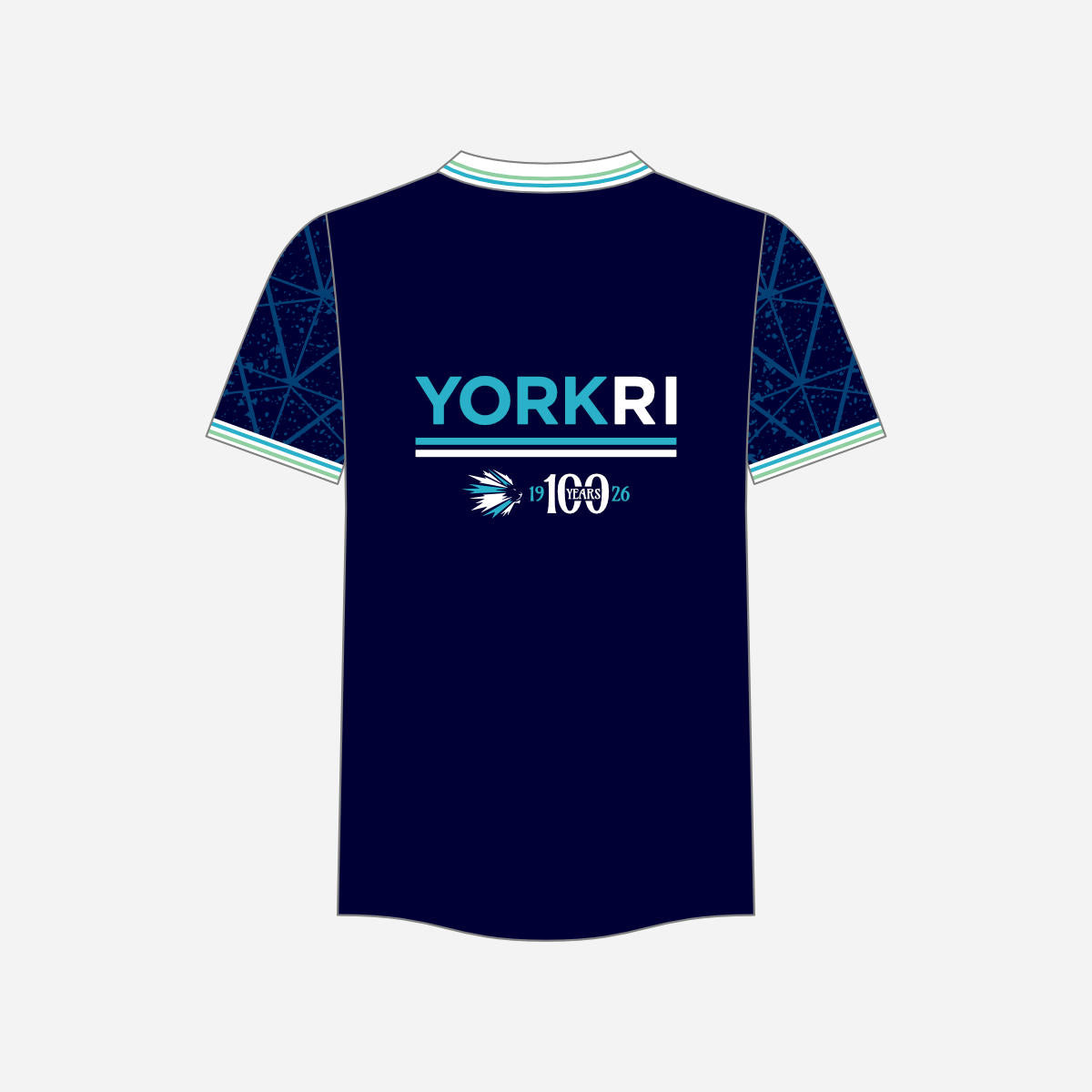 Men's York RI Centenary Polo Shirt - Navy Blue/Cyan/Mint Green/White