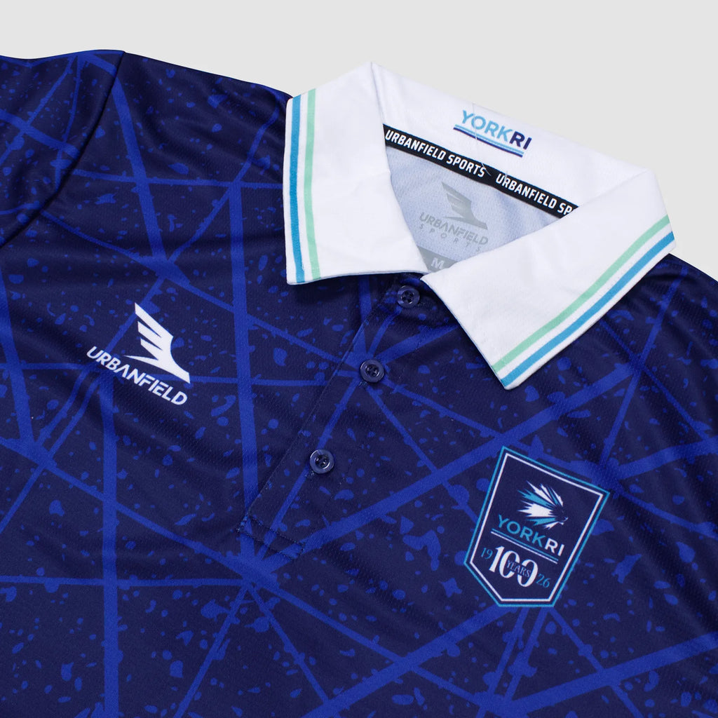 Men's York RI Centenary Polo Shirt - Navy Blue/Cyan/Mint Green/White