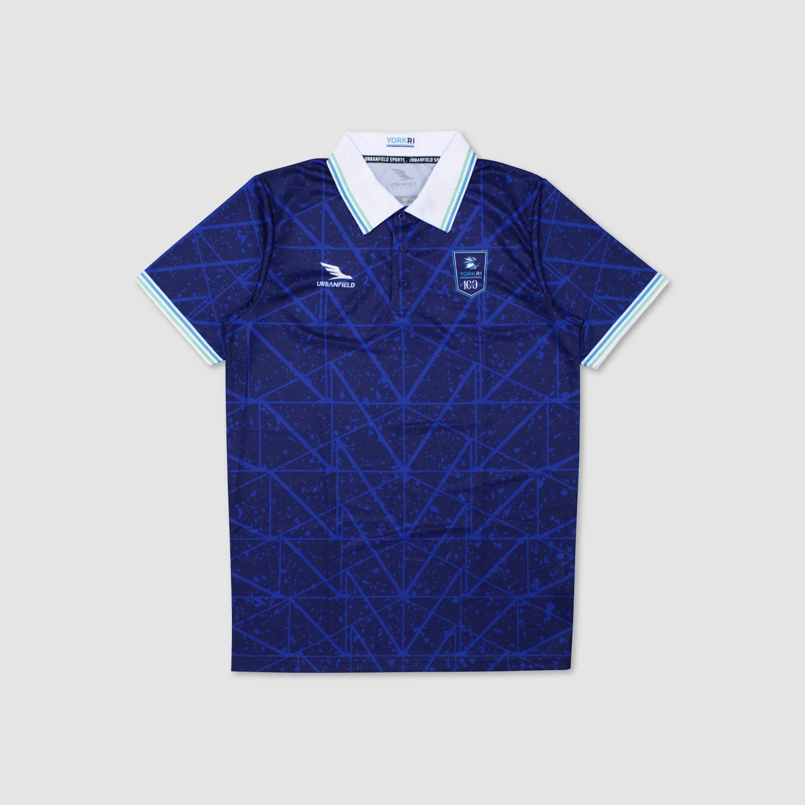 Men's York RI Centenary Polo Shirt - Navy Blue/Cyan/Mint Green/White