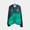 Front view of Hard & Smart Sports Coaching zip up hoodie in graphite grey and mint green