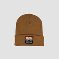 Front view of Urbanfield Sports be wild outdoor beanie in caramel