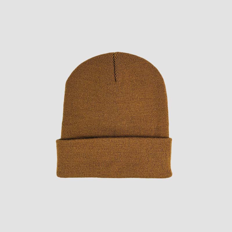 Rear view of Urbanfield Sports be wild outdoor beanie in caramel