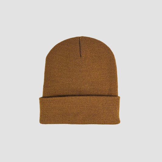 Rear view of Urbanfield Sports be wild outdoor beanie in caramel