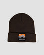 Front view of Urbanfield Sports be wild outdoor beanie in chocolate