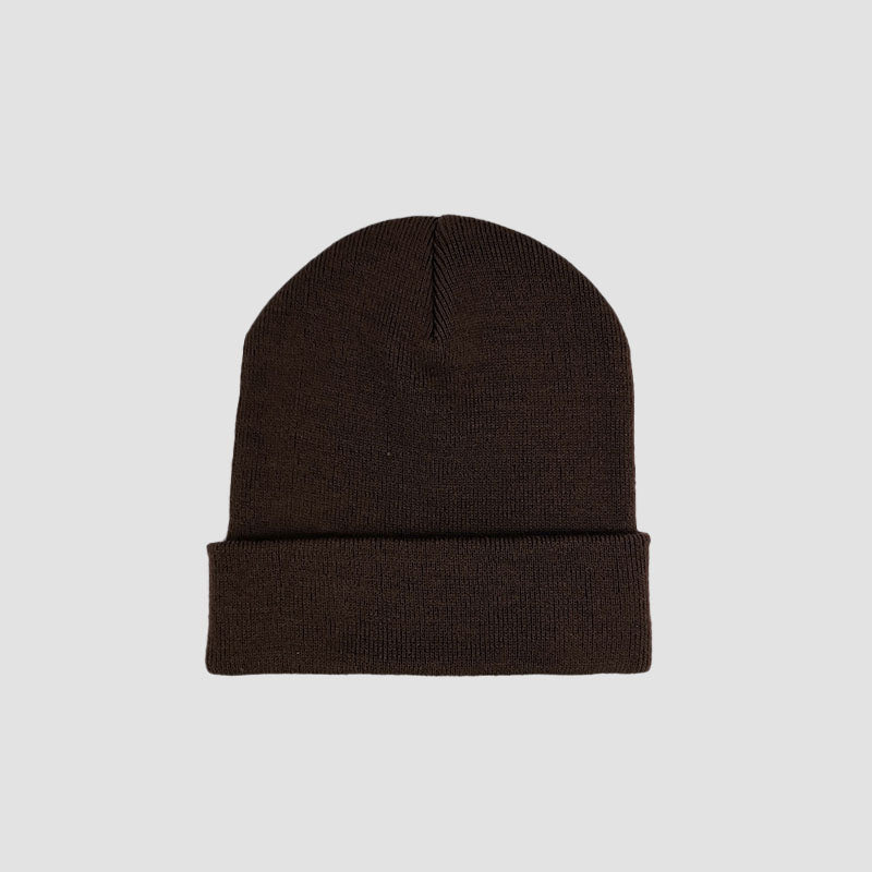 Rear view of Urbanfield Sports be wild outdoor beanie in chocolate