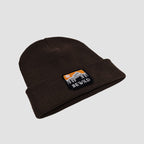 Close up of Urbanfield Sports be wild outdoor beanie in chocolate