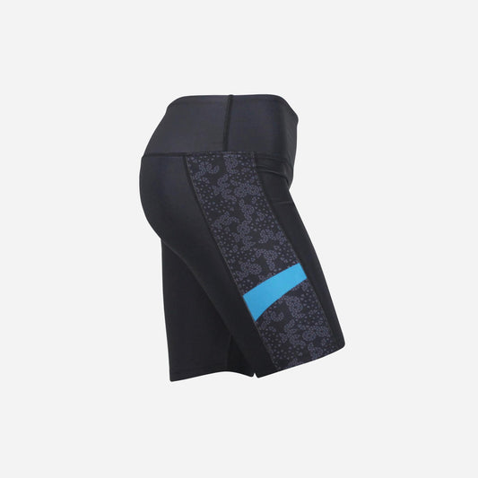 Women's Ace Short Leggings - Black & Turquoise