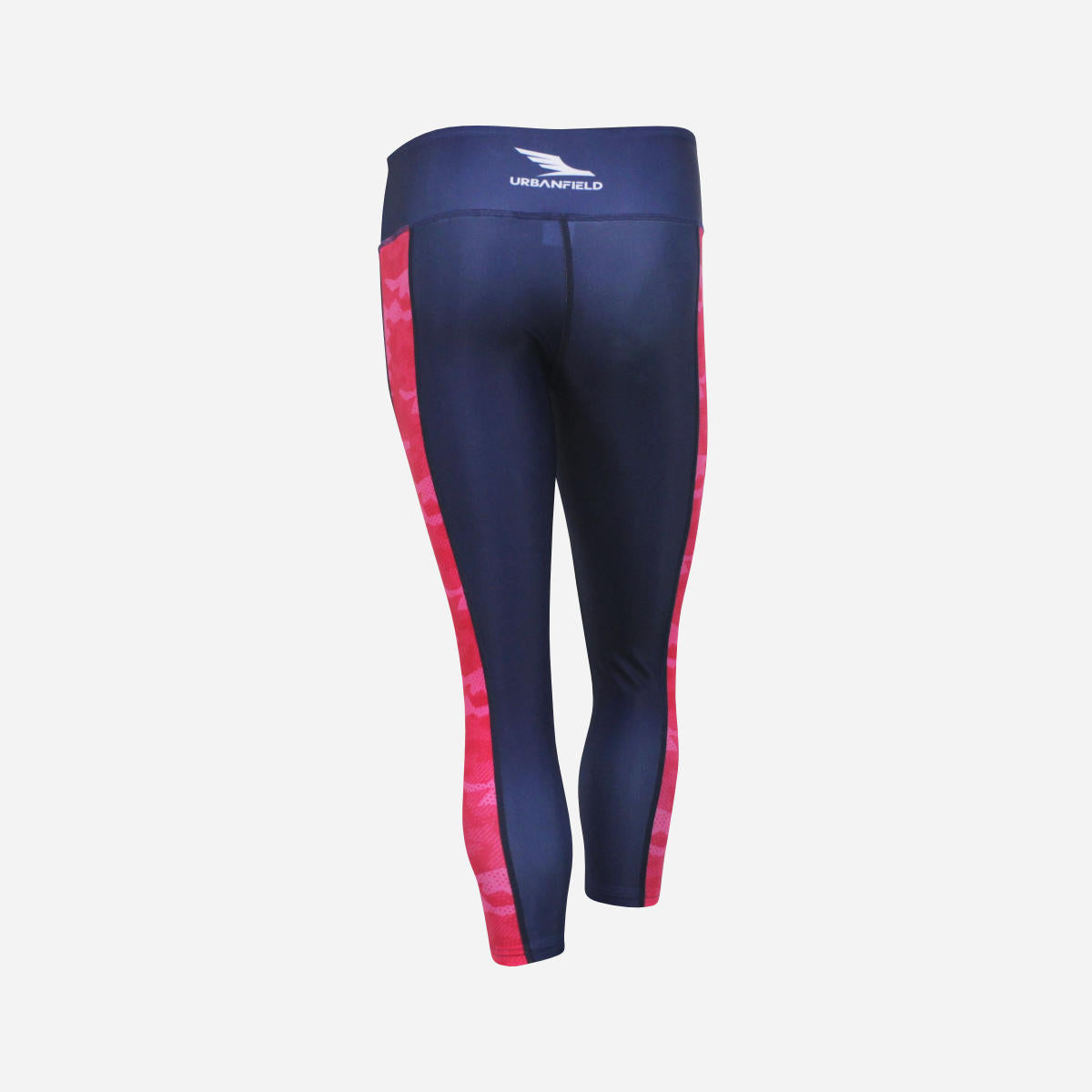Women's Geometric Camo 3/4 Leggings - Navy & Hot Pink