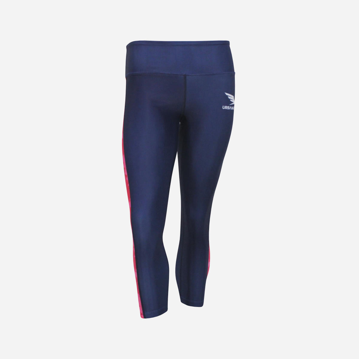 Women's Geometric Camo 3/4 Leggings - Navy & Hot Pink