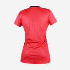 Woman's Horizontal Stripes Short Sleeve T-shirt - Coral Red