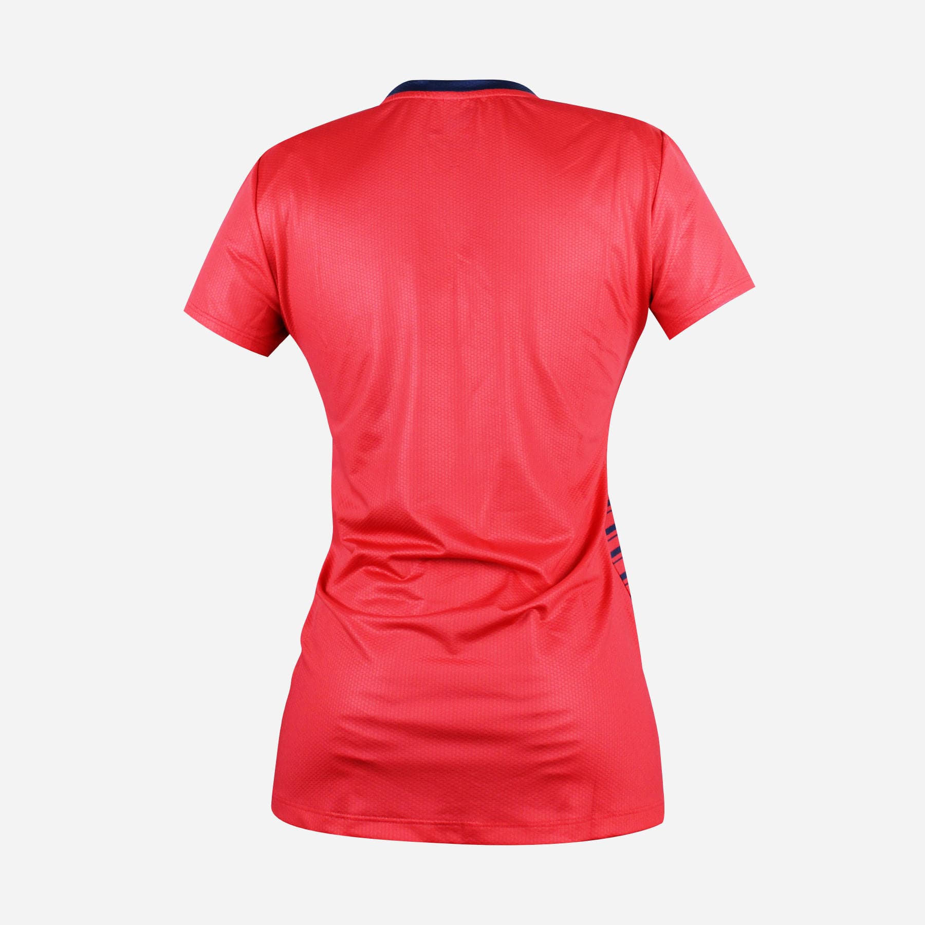 Woman's Horizontal Stripes Short Sleeve T-shirt - Coral Red